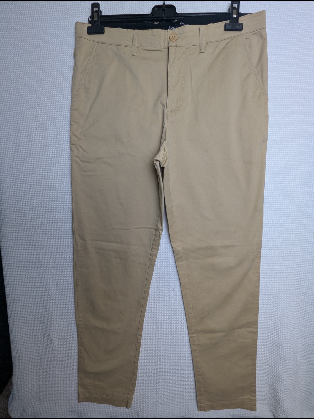 Eubi Men's Casual Slim Chinos in Light Khaki With Adjustable Waist Drawstring L